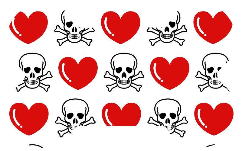 Hearts & Skull Tag