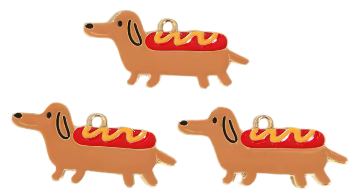 Doxie hot dog metal charm
