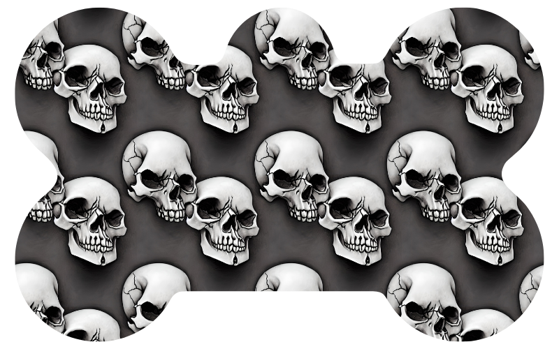 Gray Double Mean Skull Tag