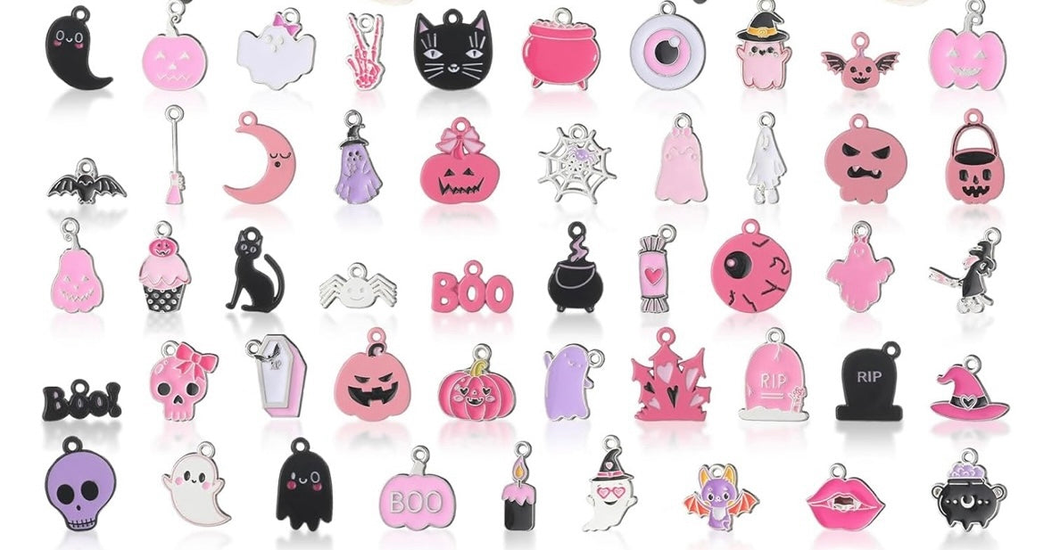 Haunted pink cute spooky metal charms