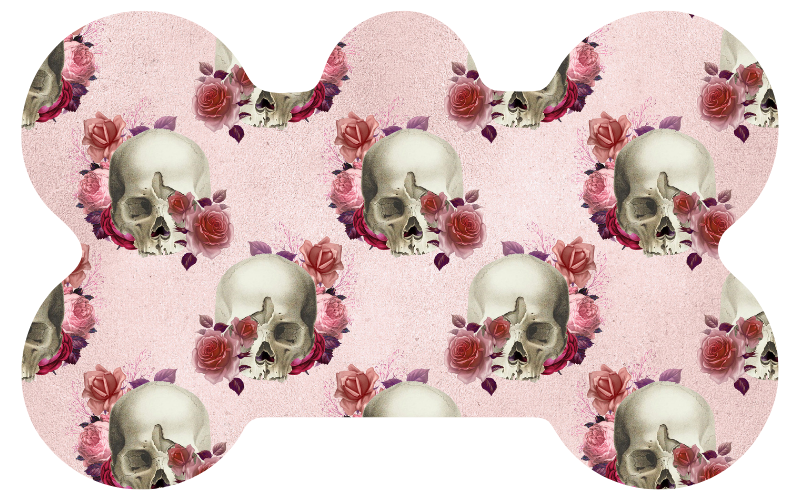 Pink Floral Skull Tag