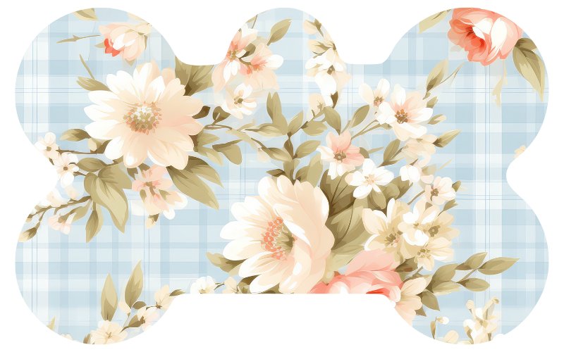 Blue Plaid White Flower Tag