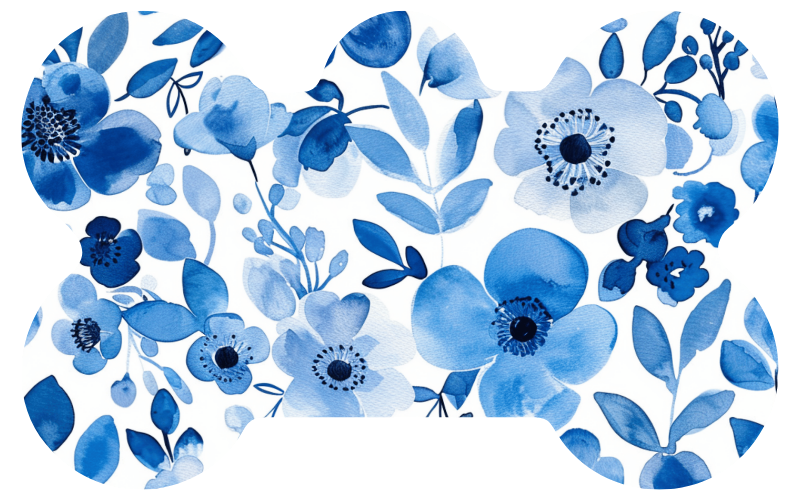 Blue and White Flower Tag