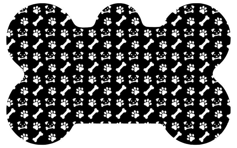 Black & White Bone/Paw Print Tag