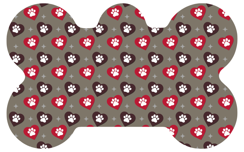 Red & Brown Heart Paw Print Tag