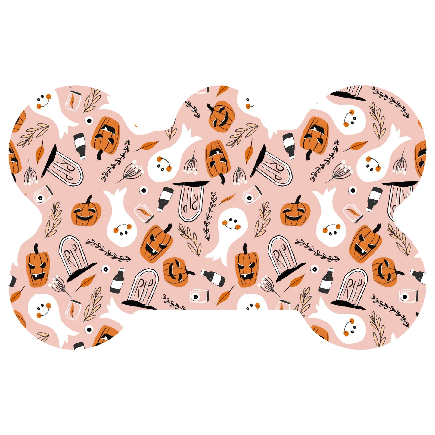 Pink RIP Ghost/Pumpkin Halloween Tag