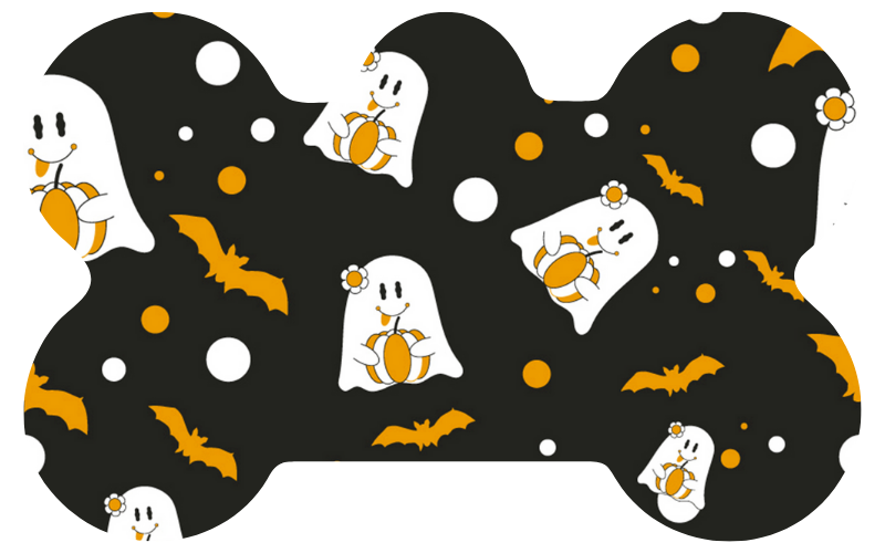 Ghost Holding Pumpkin Halloween Tag