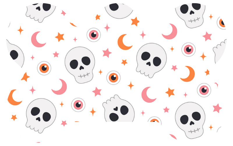 White Skulls & Eyes Halloween Tag