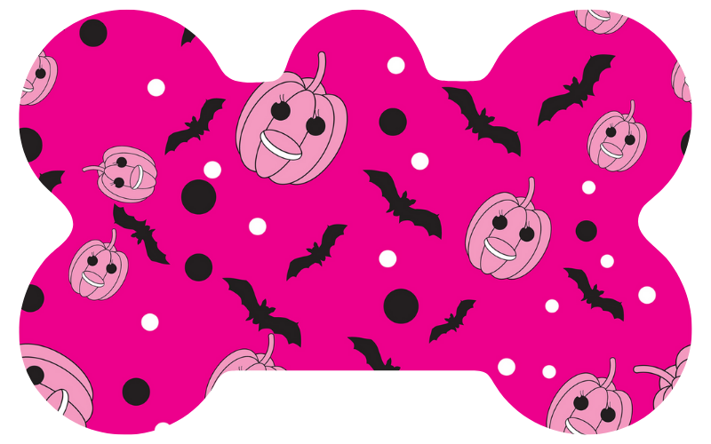 Hot Pink Pumpkins & Bats Halloween Tag