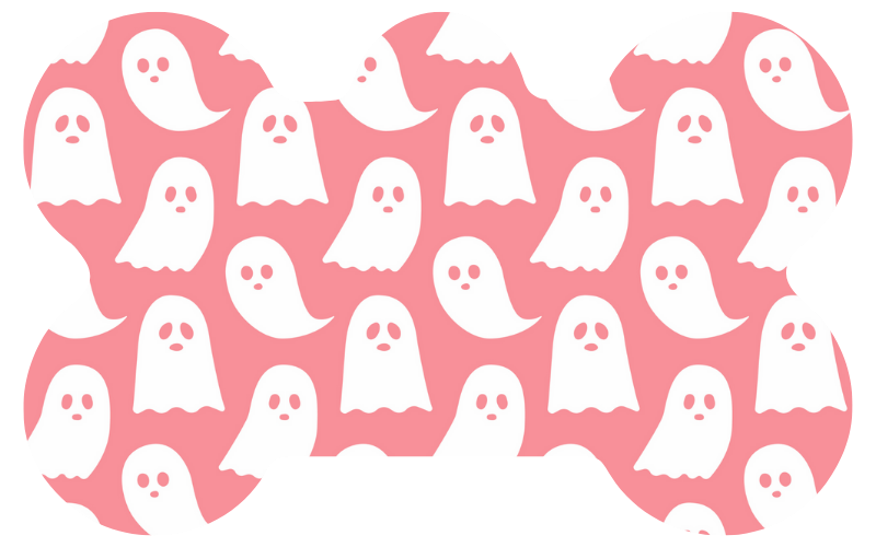 Pink Ghost Faces Halloween Tag