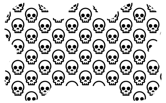 White With Black Outline Skull Tag