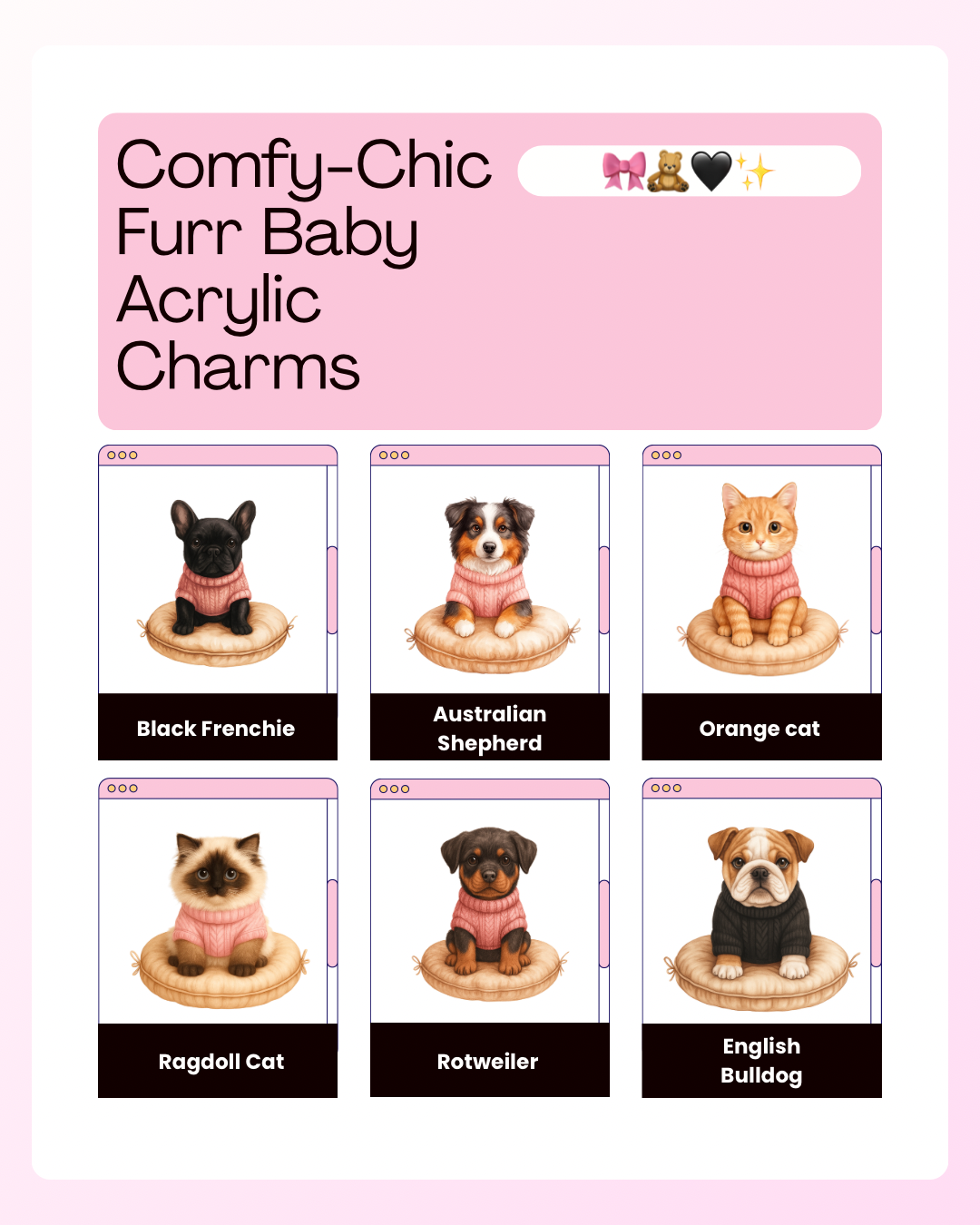 Comfy-Chic Furr Baby Acrylic Resin Charms