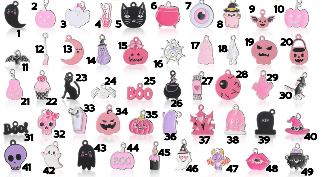 Haunted pink cute spooky metal charms