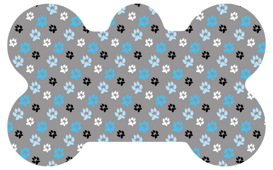 Baby Blue & Gray Paw Print Tag