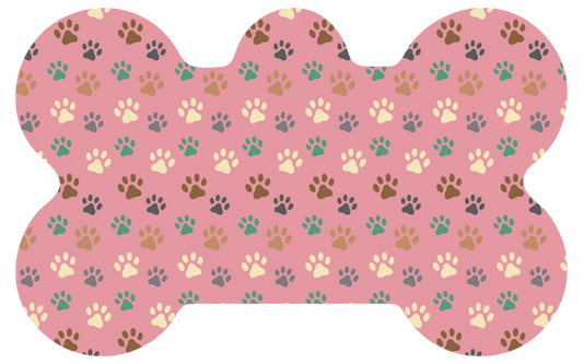 Pink Multi Color Paw Print Tag