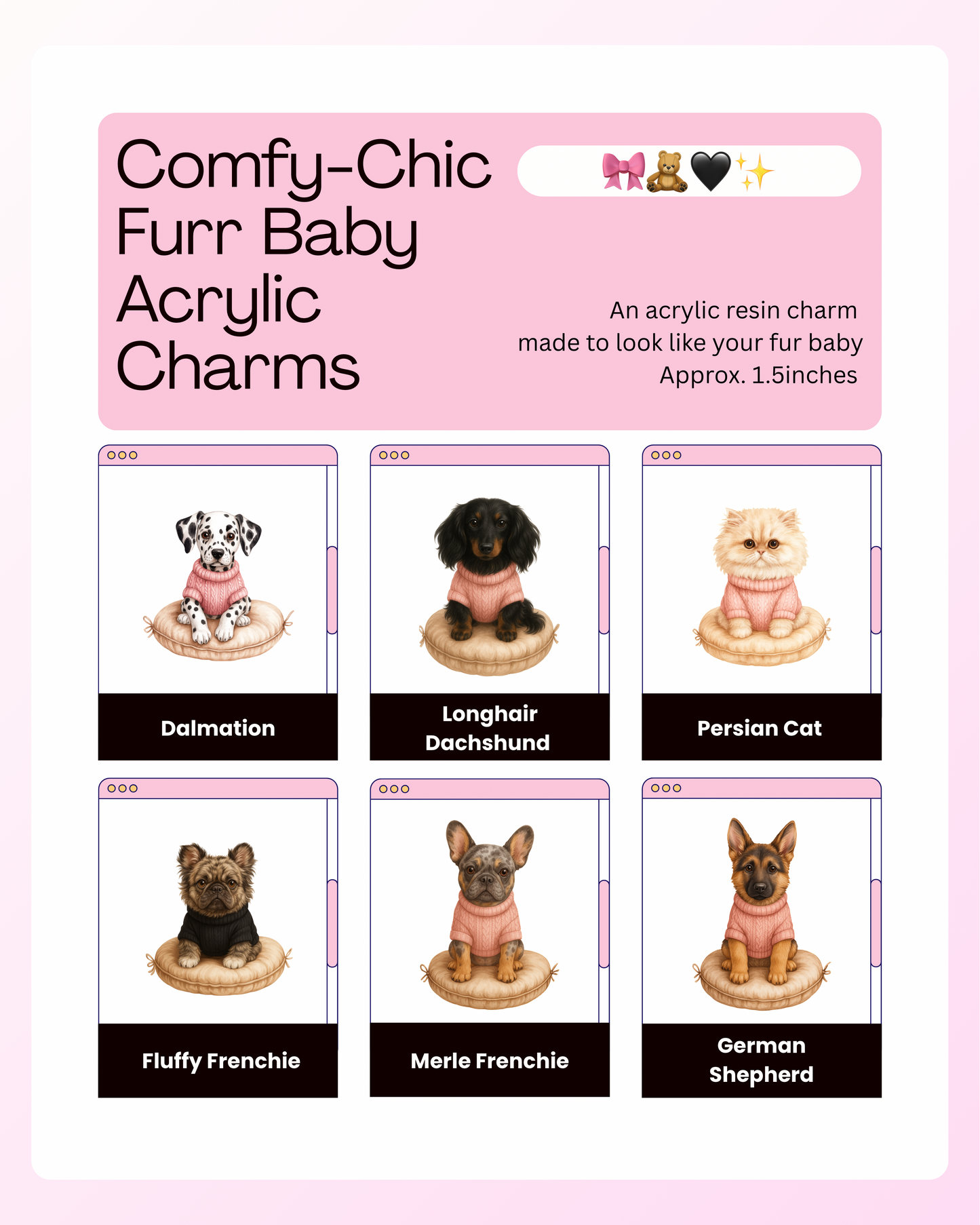 Comfy-Chic Furr Baby Acrylic Resin Charms