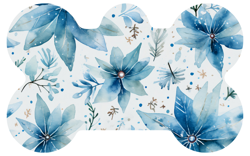 Blue Christmas Flowers Tag