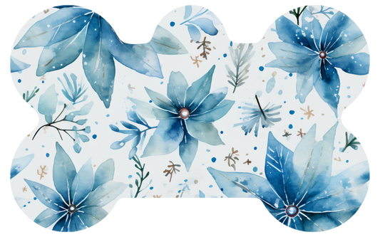 Blue Christmas Flowers Tag