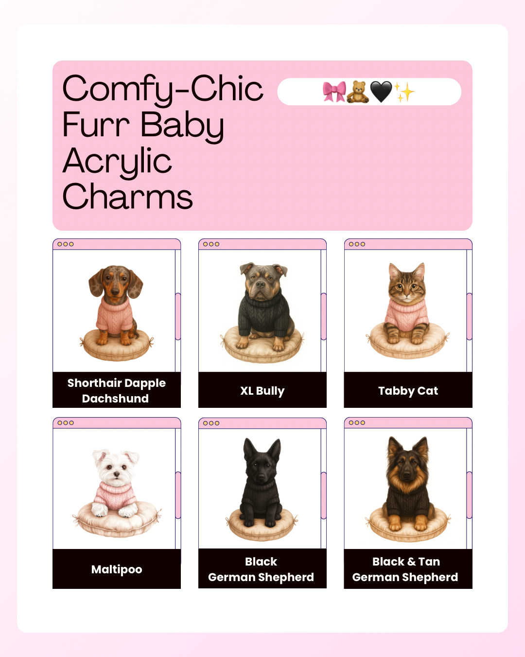Comfy-Chic Furr Baby Acrylic Resin Charms