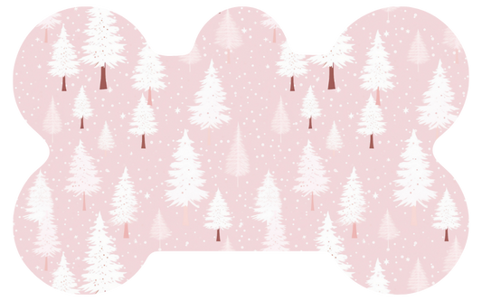 Pink Snowy Christmas Trees Tag