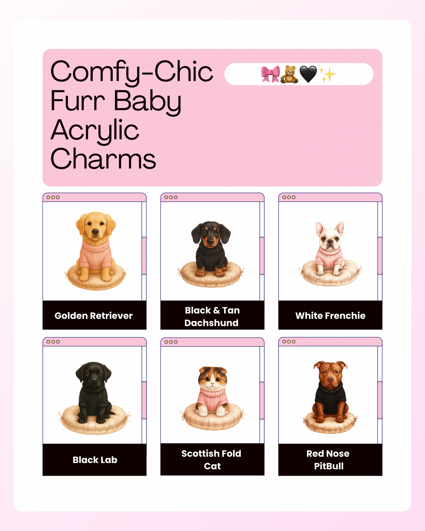 Comfy-Chic Furr Baby Acrylic Resin Charms