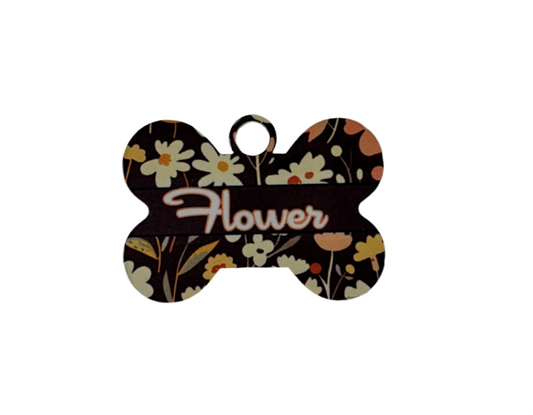 Fall flowers metal tag