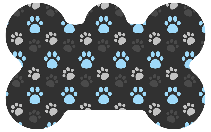 Black & Baby Blue Paw Print Tag