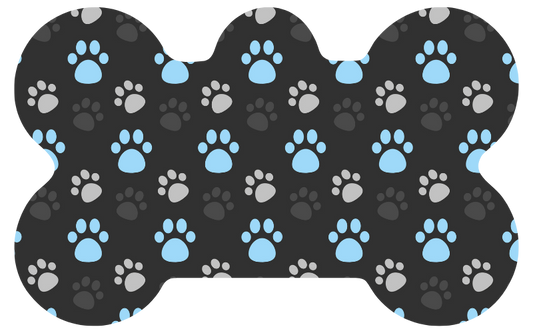 Black & Baby Blue Paw Print Tag