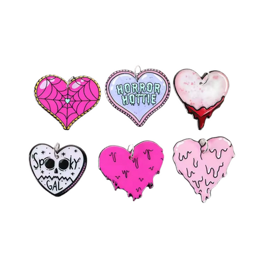 Horror heart acrylic charms