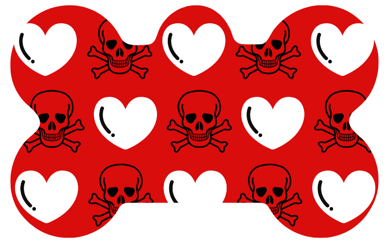 Red Skulls & White Hearts Tag