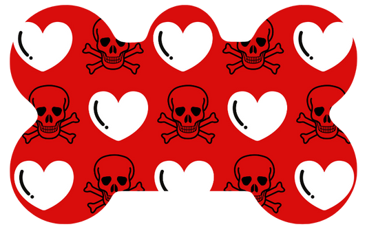 Red Skulls & White Hearts Tag