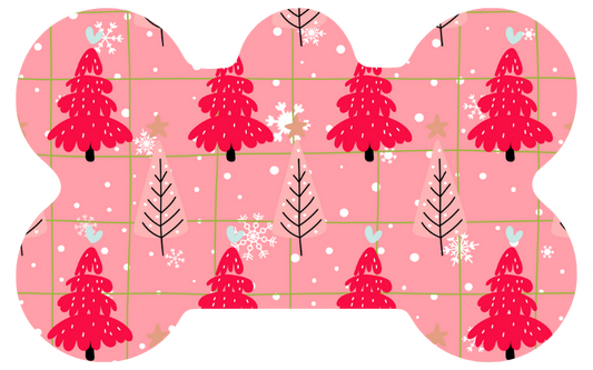 Pink Snowy Christmas Trees Tag