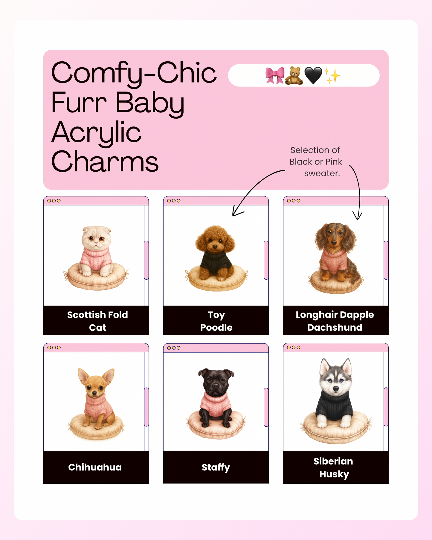 Comfy-Chic Furr Baby Acrylic Resin Charms