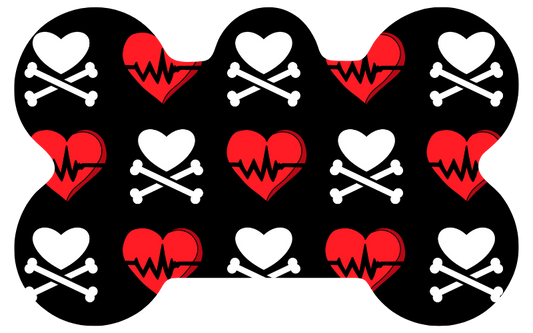 Black & Red Heart Skull Tag