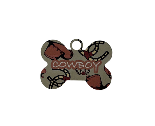 Cowboy themed metal tag