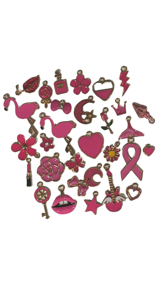 Hot pink colored charms