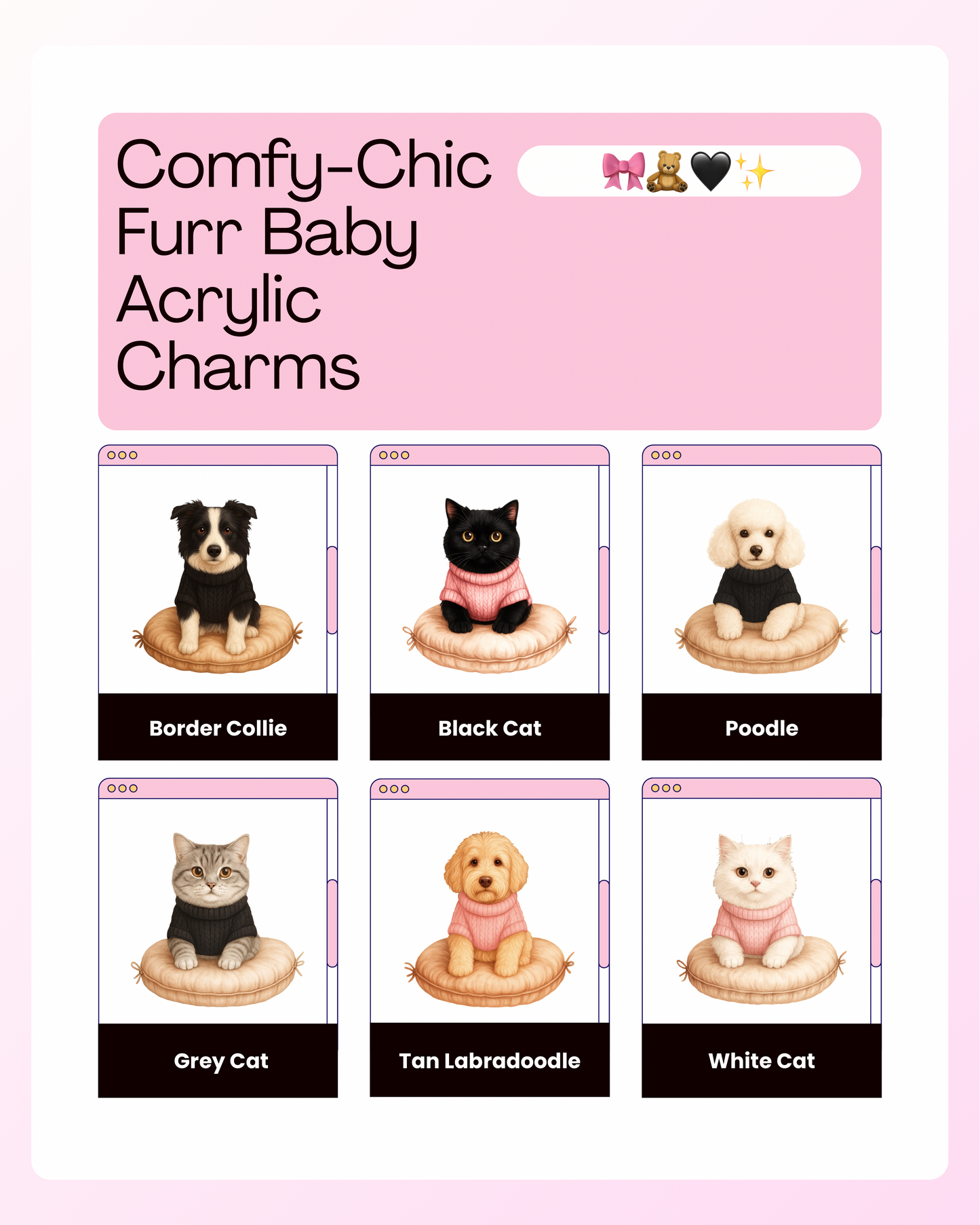 Comfy-Chic Furr Baby Acrylic Resin Charms