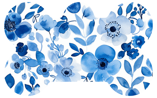 Blue and White Flower Tag