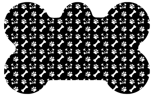 Black & White Bone/Paw Print Tag