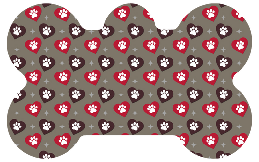 Red & Brown Heart Paw Print Tag