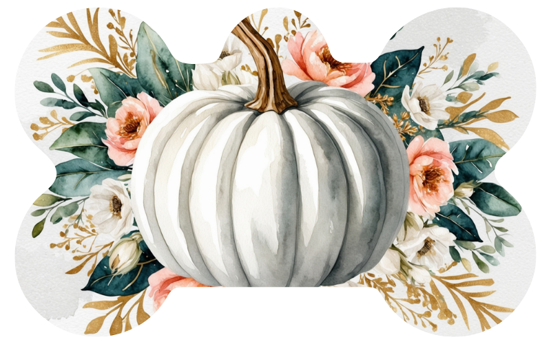 White Pumpkin a pretty Flowers Fall Tag