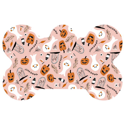 Pink RIP Ghost/Pumpkin Halloween Tag