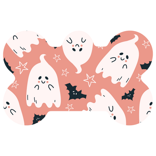 Pink Ghosts & Bats Halloween Tag