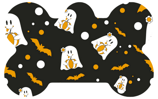 Ghost Holding Pumpkin Halloween Tag