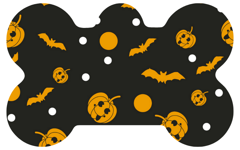 Orange Pumpkins & Bats Halloween Tag