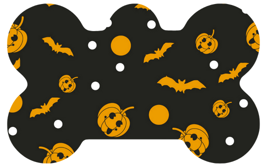 Orange Pumpkins & Bats Halloween Tag