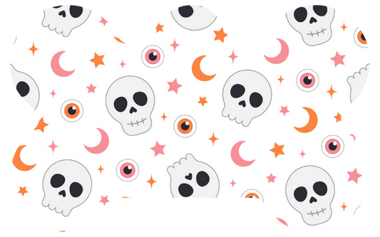 White Skulls & Eyes Halloween Tag