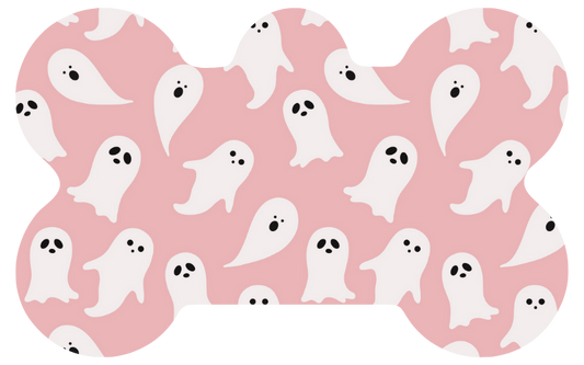 Pink With White Ghosts Halloween Tag