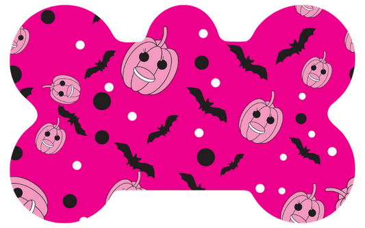 Hot Pink Pumpkins & Bats Halloween Tag