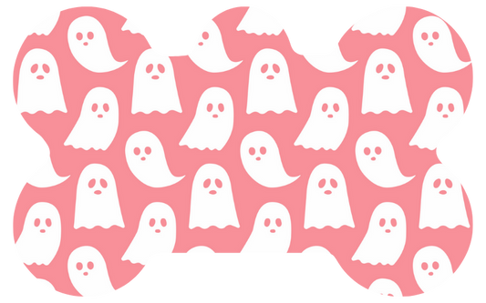 Pink Ghost Faces Halloween Tag